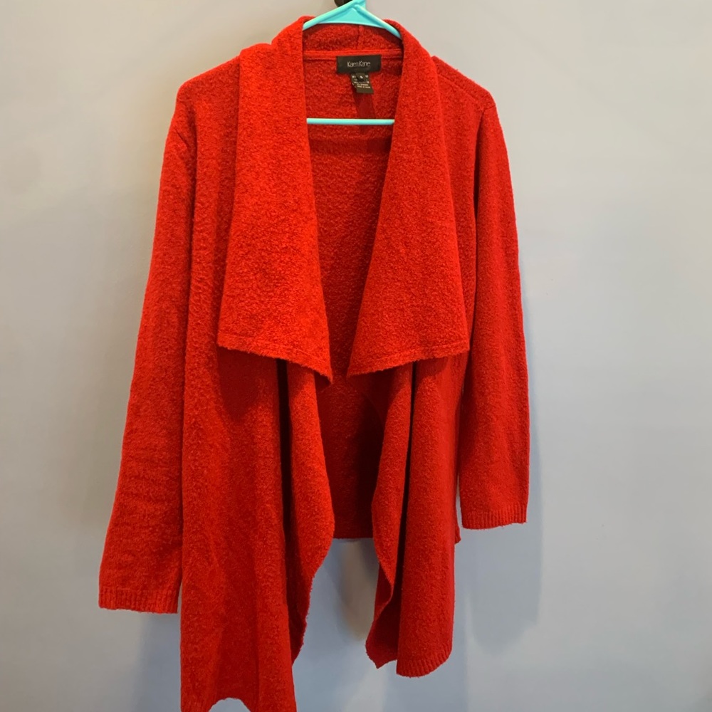 Red Karen Kane Knit Drape Open Front Sweater Size S